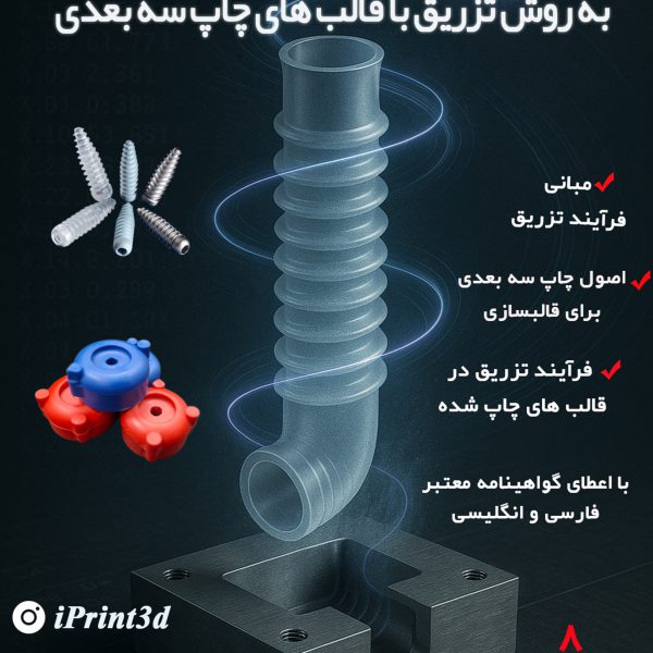 اطلاعات دوره مقدماتی تولید تیراژ محدود به روش تزریق در قالب‌های چاپ سه بعدی که در ۸ مرداد برگزار می‌شود